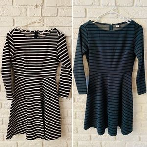 TWO Stretch A-Line Dresses | 3/4 Sleeves | XS